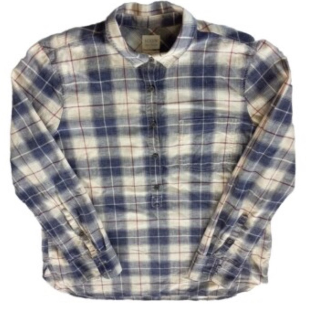 J. Crew Cotton Boyfriend Fit Plaid Button-Up CottonShirt L Relaxed Cabincore
